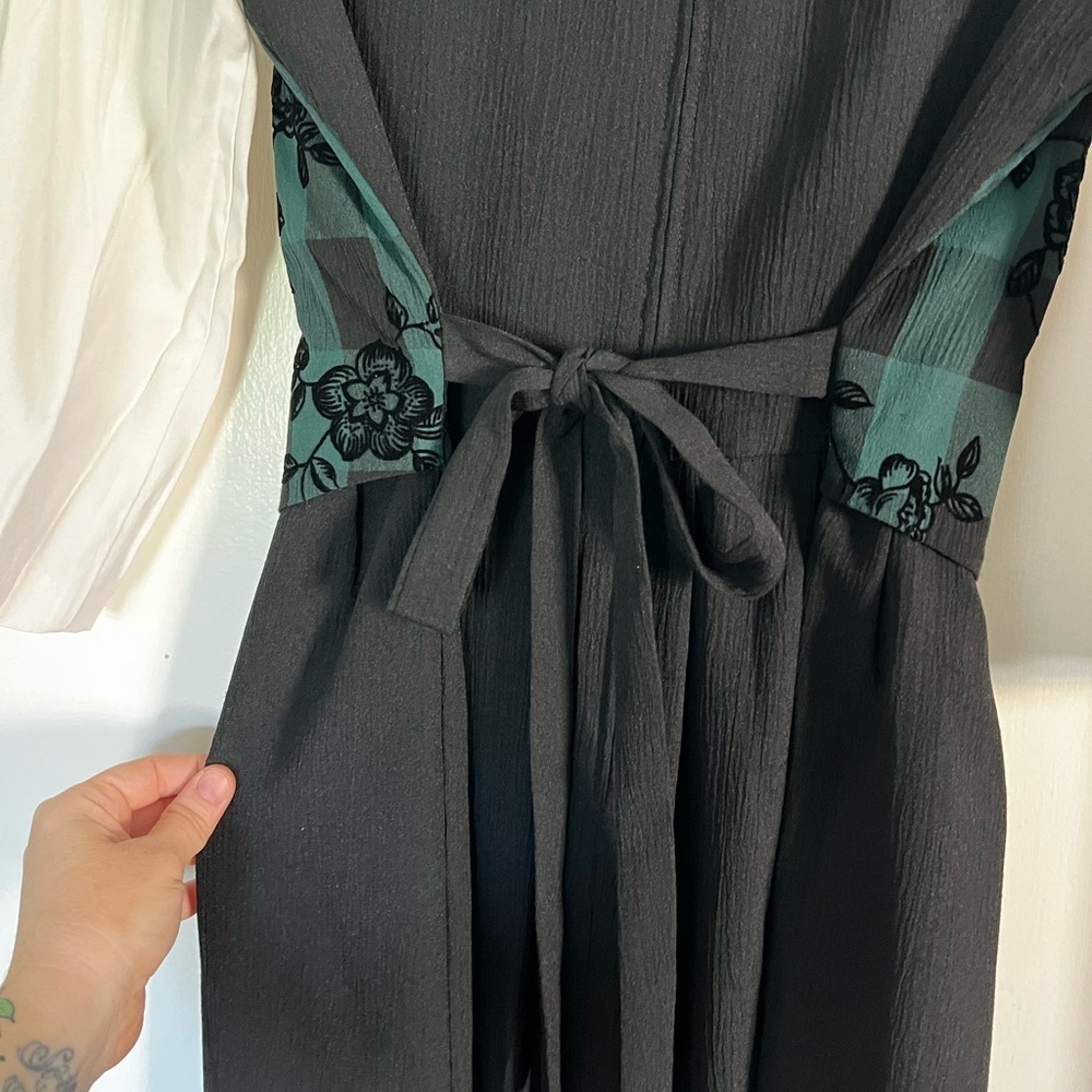 Vintage 80s Miss Dorby Oktoberfest Plaid Floral Maxi Dress Size 10 Green Gingham - Picture 10 of 14